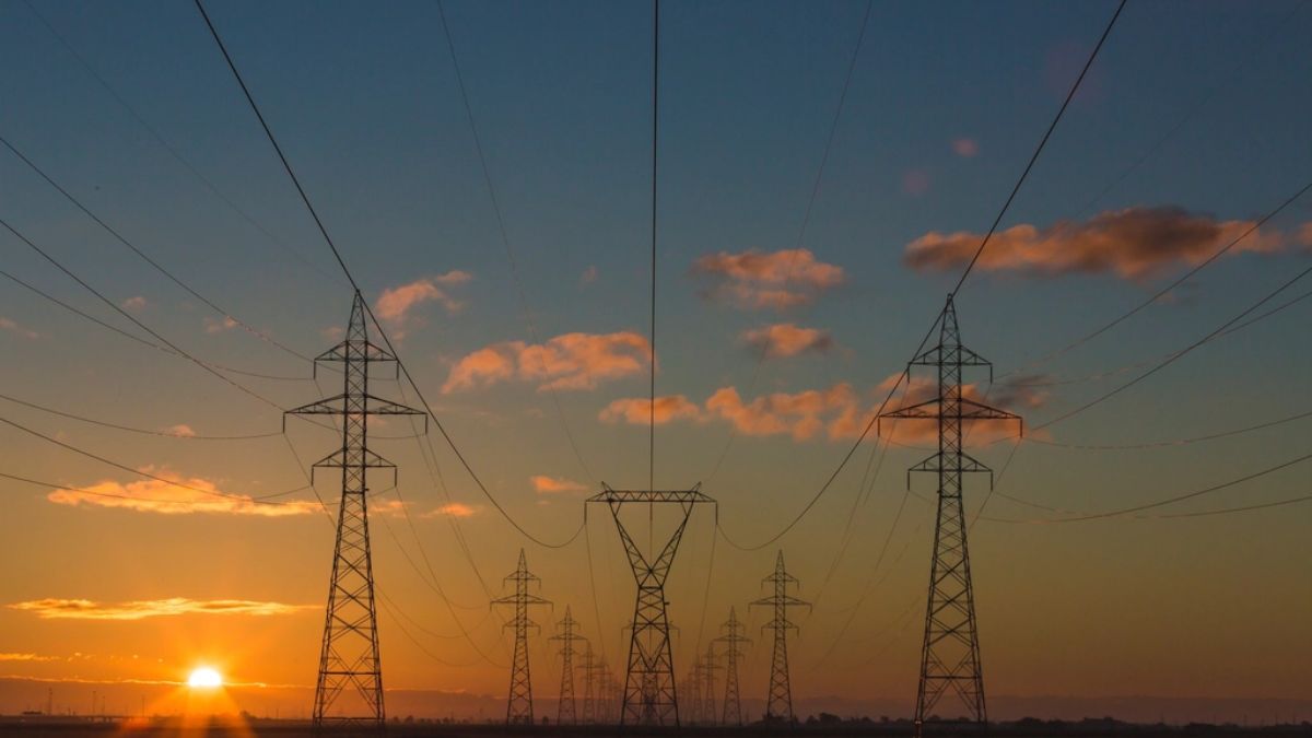 Electricity pylons sunrise sunset, unidentified